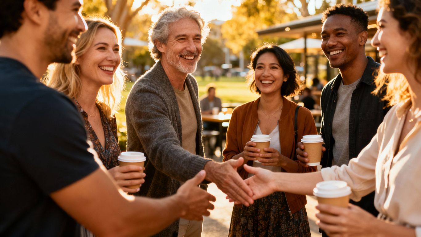 Adults making friends in Australia
